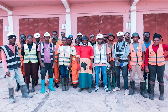BuzStopBoys volunteers during a community environmental activity in Ghana